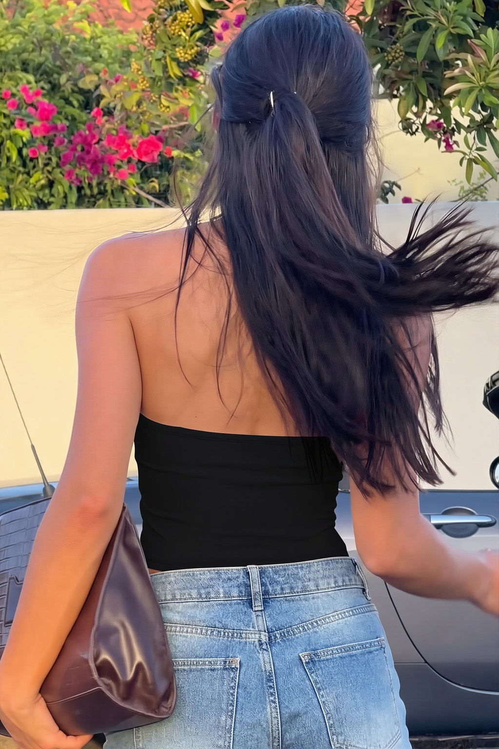 Casual Backless Bow Slim Halter Top
