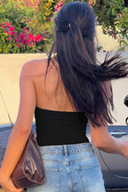 Casual Backless Bow Slim Halter Top