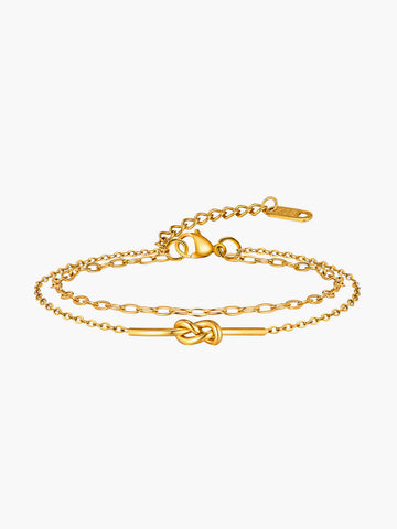 Elegante pulsera anudada de doble capa 