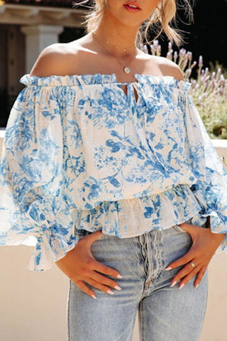 Blusa con hombros descubiertos y estampado Coastal Cove 