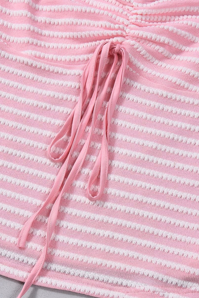 Striped Backless Tube Slim Blouse