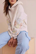 Floral Applique Pullover Hoodie