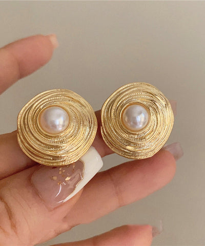 Pendientes vintage de perlas de resina y metal de seda 