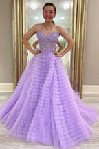 Gorgeous A Line Sweetheart Corset Pink Prom Dress with Appliques