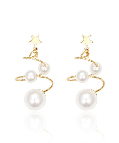Pendientes colgantes con forma de estrella y perla de cobre blanco Vogue 