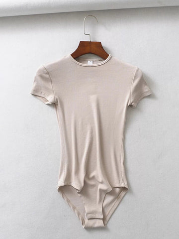 Summer Sexy Women Slim Short-Sleeve O-neck Tops Bodysuits Female Rompers Streetwear Jumpsuits