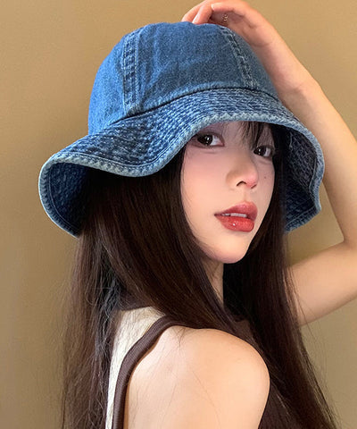 2025 New Japanese Style Blue Denim Bucket Hat