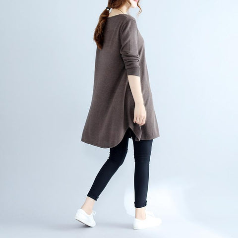 2021 fall fashion cotton women sweater dresses oversize chocolate cozy knit dress