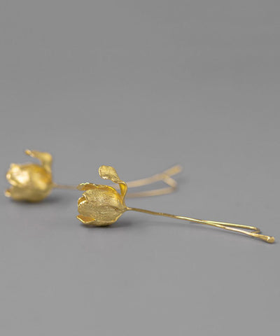 Vogue Gold – Vergoldete Ohrringe mit floralem Anhänger aus Sterlingsilber 