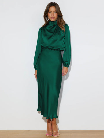 FROM THE SOURCE HIGH NECK BRIDAL MAXI DRESS - EMERALD