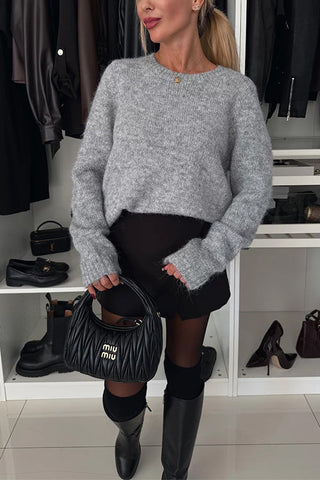 Crewneck Bow Back Cut Out Cozy Sweater