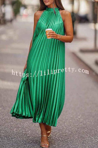 Vestido midi holgado de corte A plisado "Llévame allí" 
