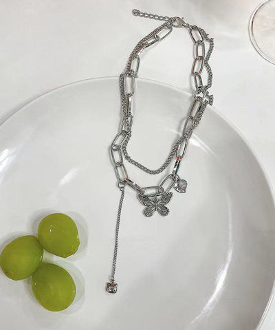 Collar con colgante de mariposa de amor de aleación de seda de moda 