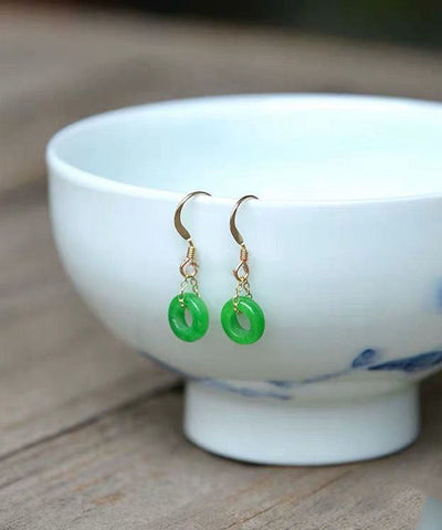 Pendientes colgantes con hebilla de ping verde vintage 
