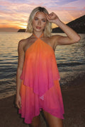 Gradient Halter Tube Cutout Back Mini Dress