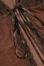 Sheer Mesh Lace Waist Tie Blouse