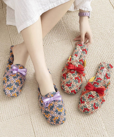 Rosa Print Hausschuhe Schuhe Baumwollstoff Bequemes Spleißen 