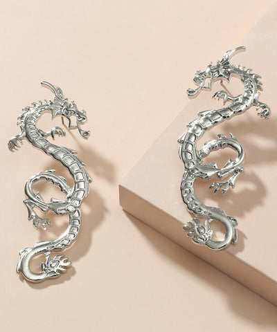 European and American Ins Style Exaggerated Golden Dragon Drop Earrings