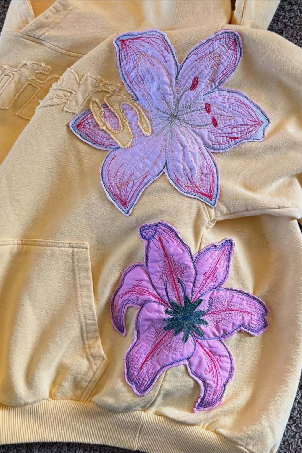 Floral Applique Street Hoodie