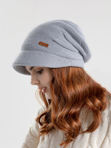 Women Winter Casual Knitted Solid Wide Brim Hat