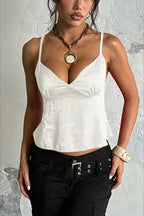 Solid Satin Jacquard Cami Top