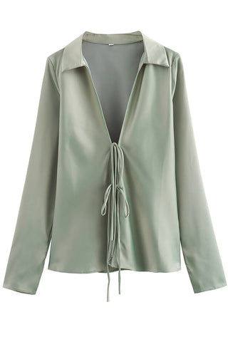 Edith – Lockere Bluse mit Leopardenmuster und Schnürung vorne 