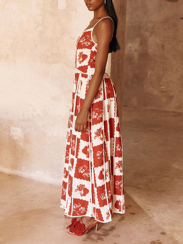 Vestido largo acampanado con un solo hombro y estampado floral 