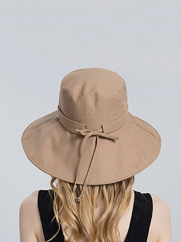 Summer Solid Cotton Drawstring Sunproof Hat