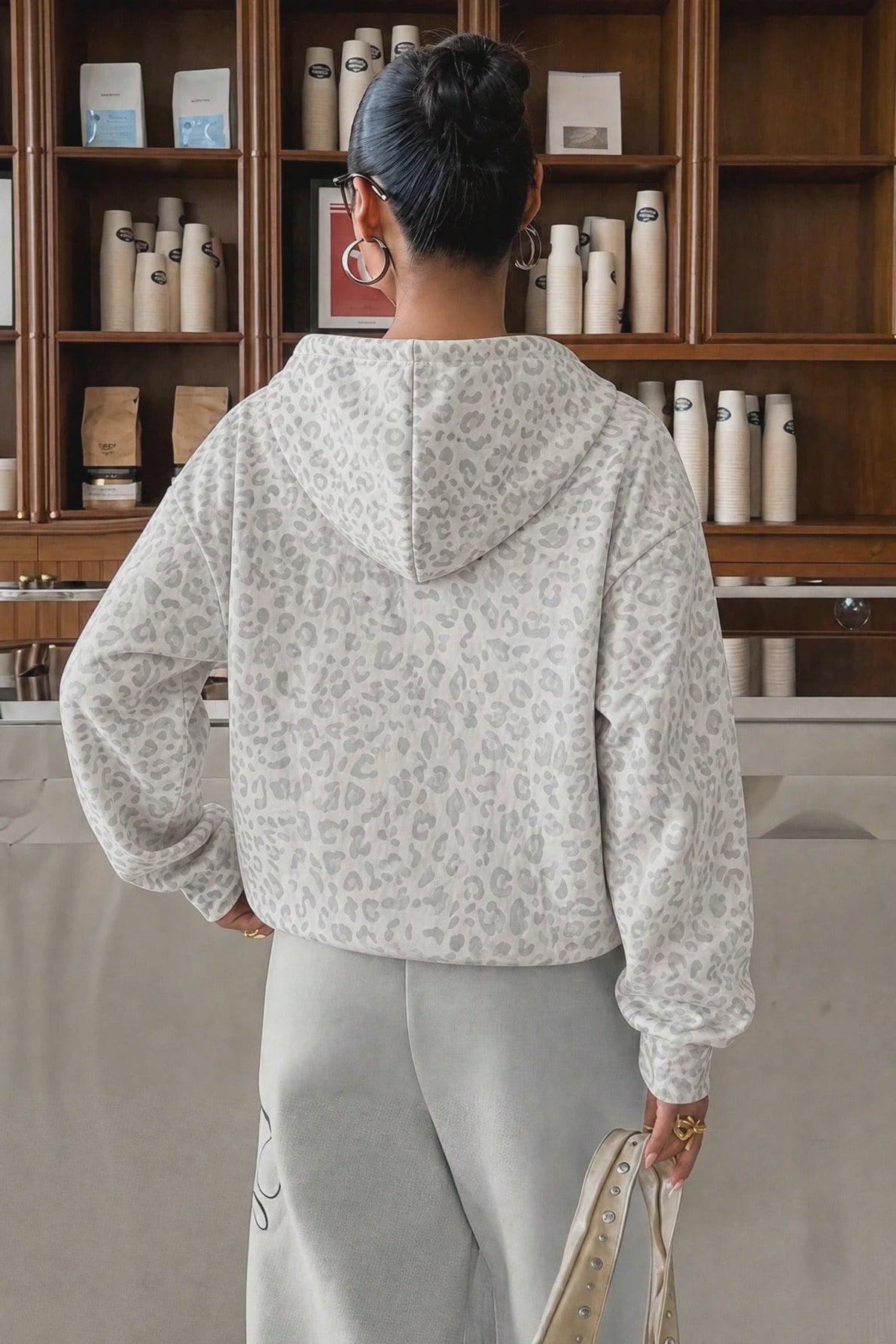 Leopard Print Pullover Street Hoodie