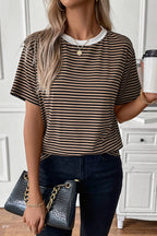 Striped Colorblock Loose T-shirt