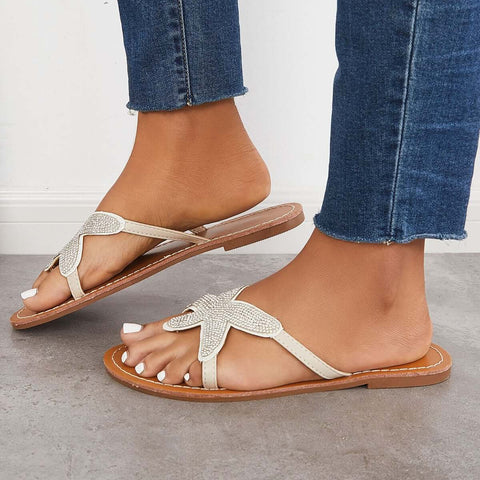 Glitzernde Flip-Flops Strandpantoffeln Slide Sandalen 