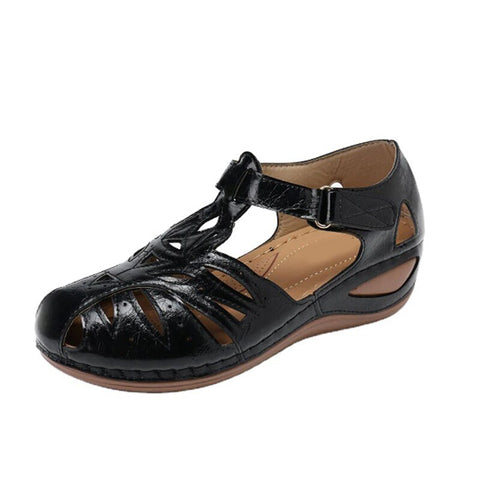 Women's Sandals Summer Rome Vintage  Hollow out Wedge Heels Platform Ladies Shoes Hook Loop Embroidery Sewing Female Sandal
