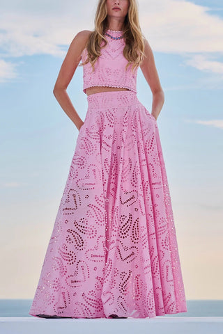 Paris Dreaming – Kurzes Tanktop mit bestickter Spitze 