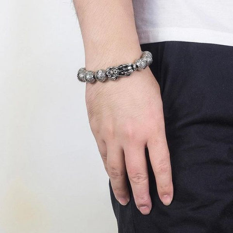 Tibetan FengShui PiXiu Wealth Silver Bracelet