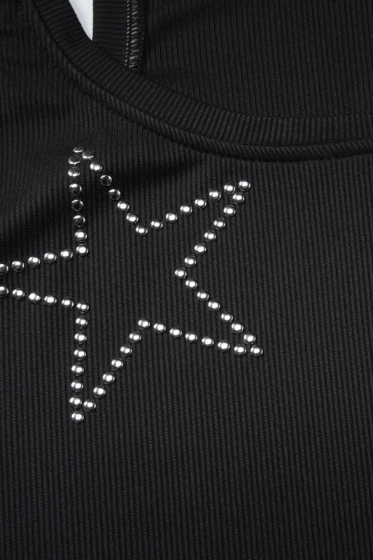 Rhinestone Ribbed Slim Crop Tank Top