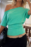 Fresh Mint Asym Slim Waist Blouse