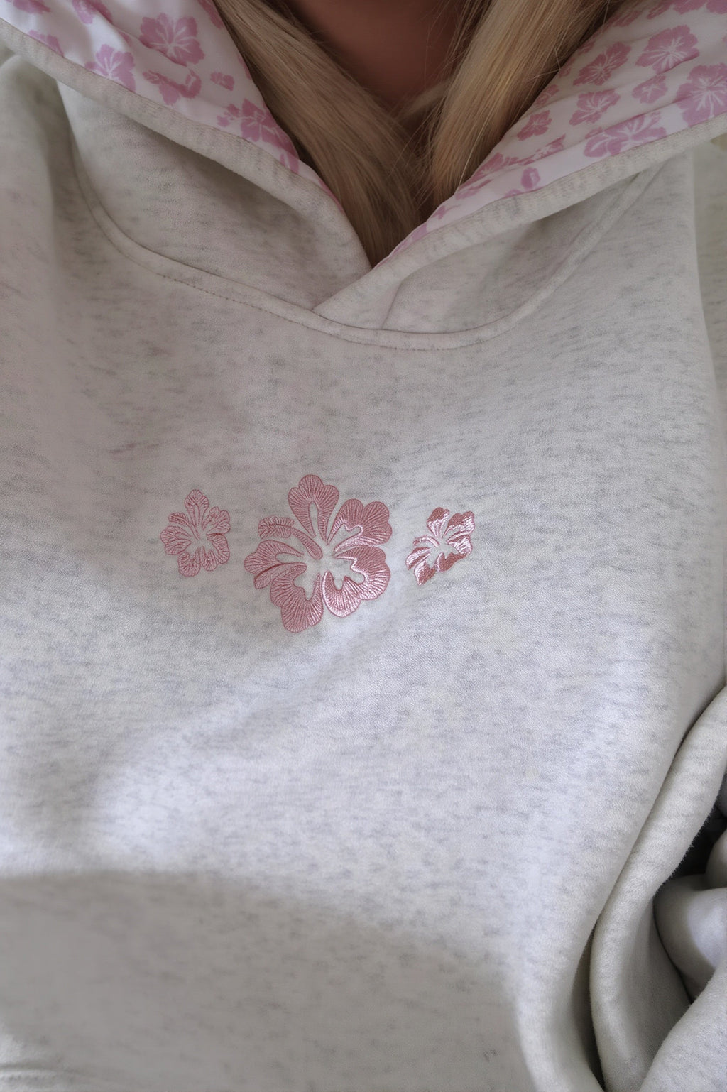 Floral Embroidered Loose Pullover Hoodie