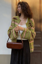 Striped Color Block Knit Loose Cardigan