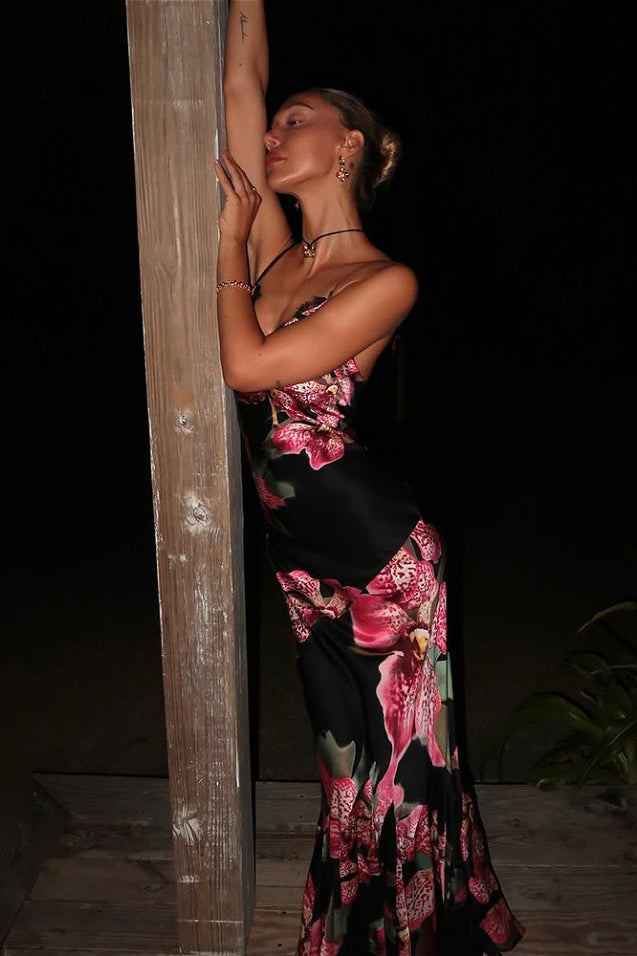 Elegant Floral Lace Cami Maxi Dress