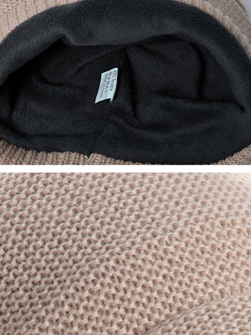 Women Winter Casual Knitted Solid Wide Brim Hat