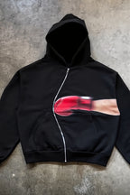 Y2K Punch Graphic Zip Street Hoodie