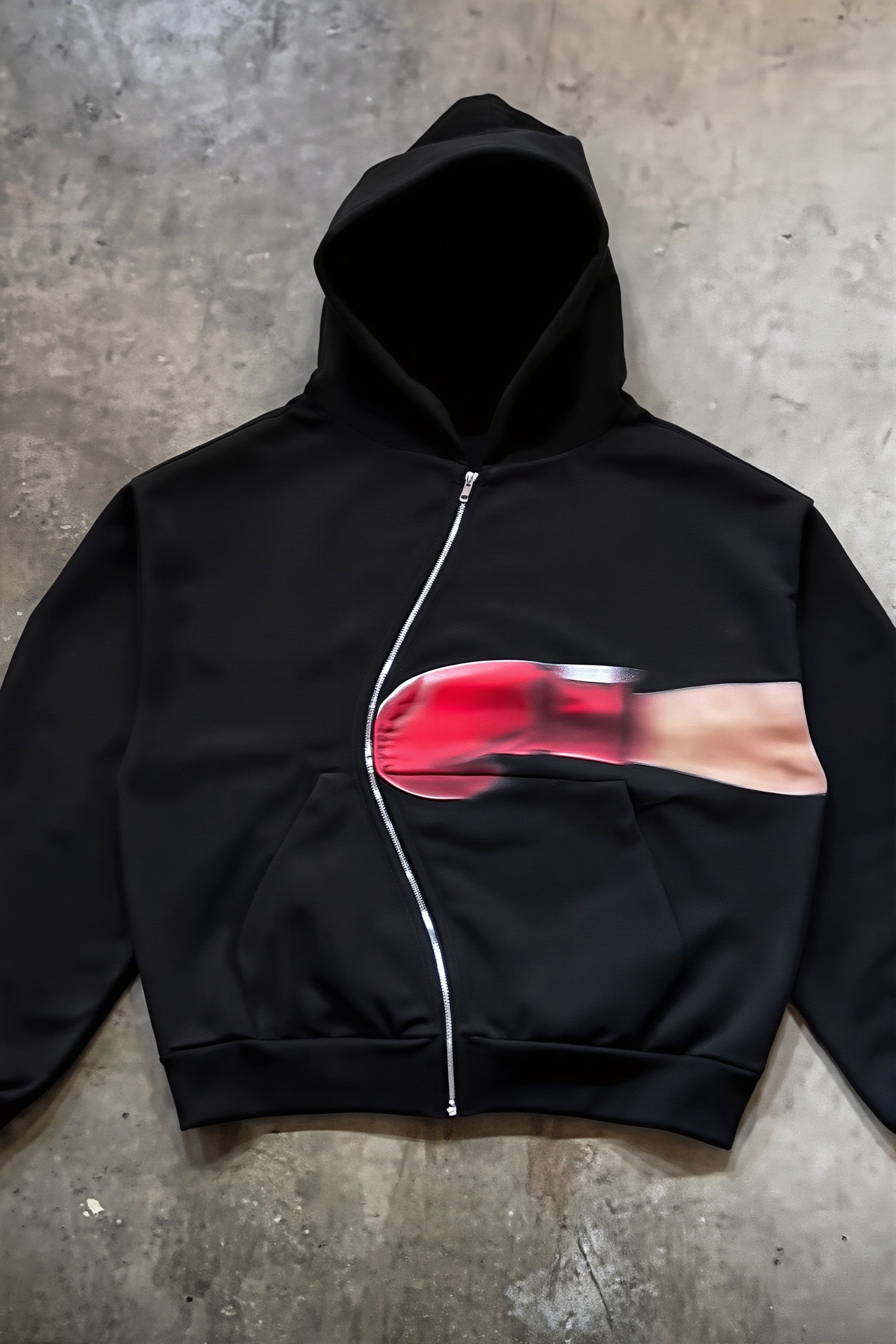 Y2K Punch Graphic Zip Street Hoodie