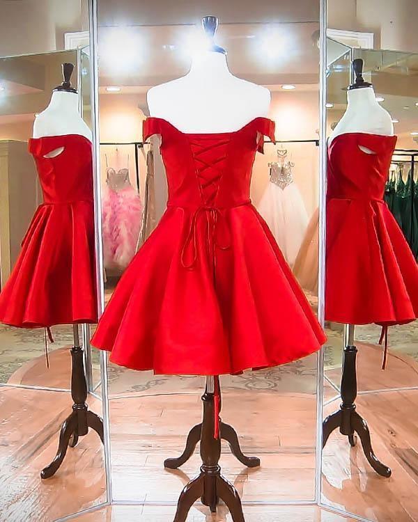 Fashion Off The Shoulder Satin Homecoming Dresses