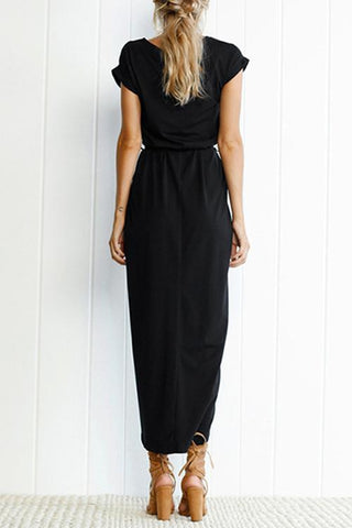 Meridress – Unregelmäßiges, schmales Kleid mit Schlitz vorne