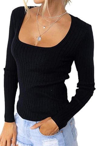 Meridress Square Collar Long Sleeve Bottoming Top