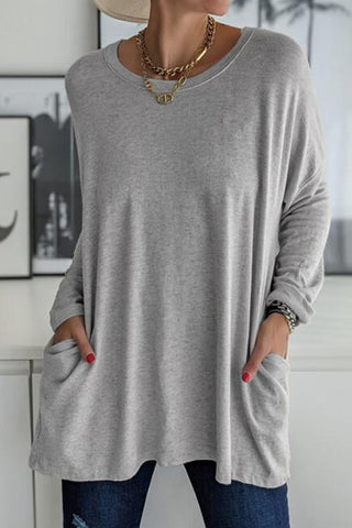 Camiseta lisa de manga larga con bolsillos Meridress