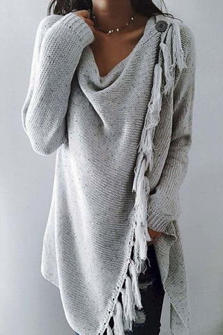 Meridress Tassel Hem Open Front Cardigan Pullover
