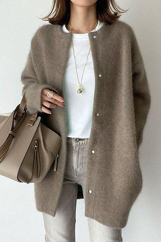 Meridress - Prendas de abrigo lisas con cuello redondo y botones
