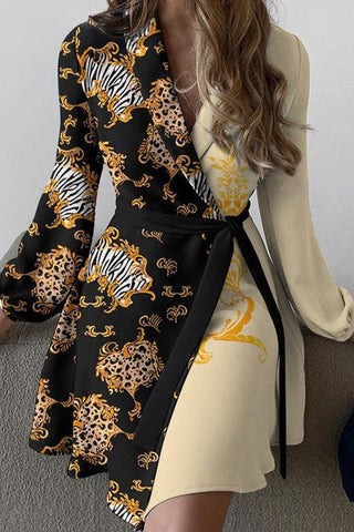 Meridress Casual Wrap V Neck Long Sleeve Tie Waist Dress