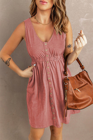 Meridress Sleeveless Button Down Swing Dress in 4 Colors